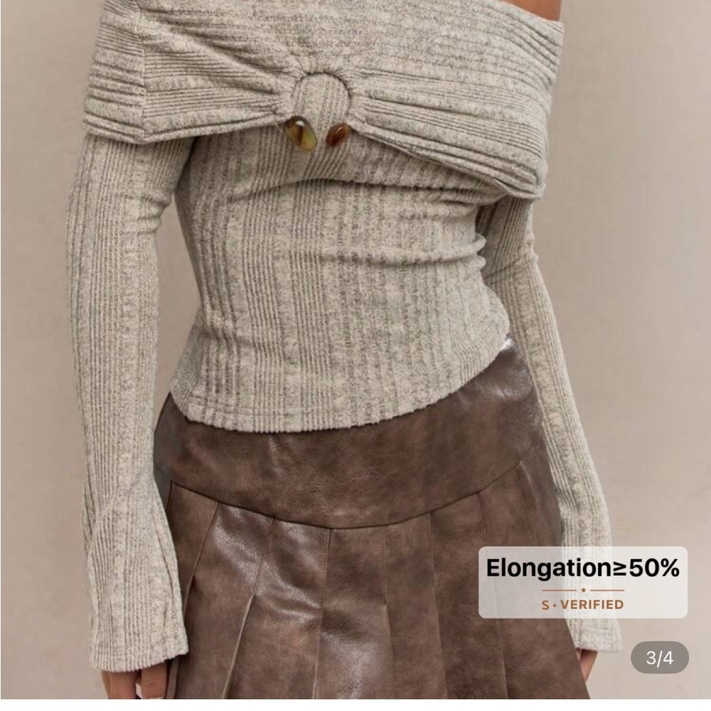Missguided Off-Shoulder Beige Sweater
